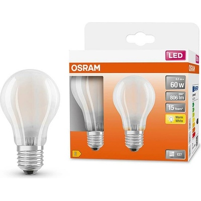 Osram žárovka LED SCLA60 E27 6,5W/827 2balení FILAMENT GLFR matná BASECLA60