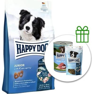 Happy Dog Fit & Vital Junior 10 кг + 6x консерви Puppy & Junior + 10x Snack БЕЗПЛАТНО
