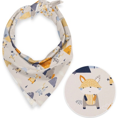 Biante detská bavlnená šatka Sandra SA-613 Modro-oranžové lesné zvieratká na bledo sivom