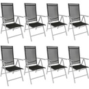 tectake 404365 8 záhradné stoličky hliníkové - čierna / strieborná