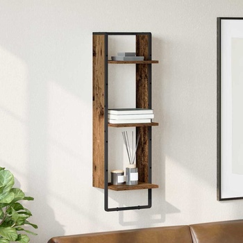 vidaXL Стенен рафт с рафт Старо дърво 30 x 25 x 100 cm Инженерно дърво (882841)