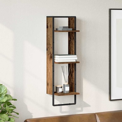 vidaXL Стенен рафт с рафт Старо дърво 30 x 25 x 100 cm Инженерно дърво (882841)