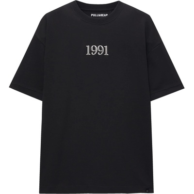 Pull&Bear Тениска черно, размер S