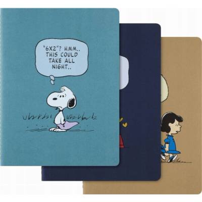 Moleskine Sada 3 zápisníků Peanuts Bundle 2025 XL 19x25cm linkovaný