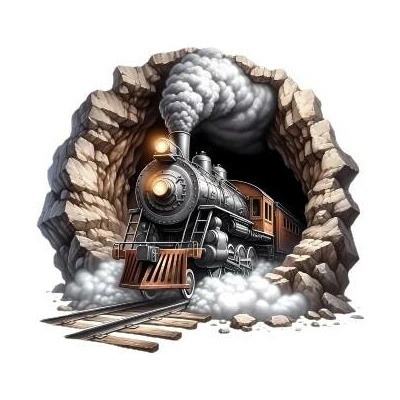 Nažehlovací obrázek - vlak v tunelu (22,0 x 20,5 cm)
