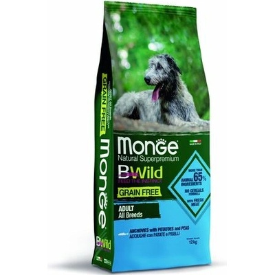 Monge BWild Grain Free All Breeds s ančovičkami zemiakmi a hráškom 12 kg