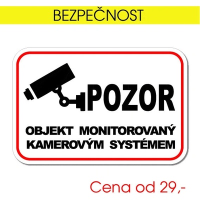 Objekt monitorovaný kamerovým systémem - samolepka / 7,5x5 cm