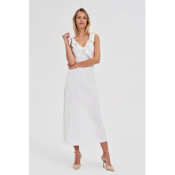 Moodo Бели миди рокли с воланчета на деколтето Moodo Moodo | Byal | ЖЕНИ | XS