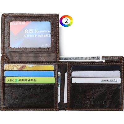 GUBINTU Мъжки Crazy Horse Texture, Магнитоустойчив портфейл от естествена кожа