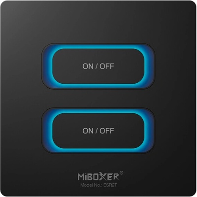 RF ovladač Mi-Light ESR2T pro jednobarevné LED 2,4GHz 230V KU68 stmívání 2 zóny černý