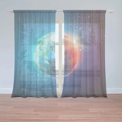 Sablio Záclony Zem vo vesmíre: 2ks 150x250cm