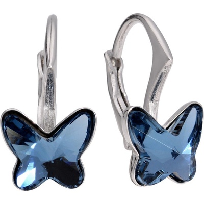 Swarovski Elements Butterfly dětské stříbrné visací modrý motýl motýlci 51048.3 Denim Blue modrá tmavá riflová džínová