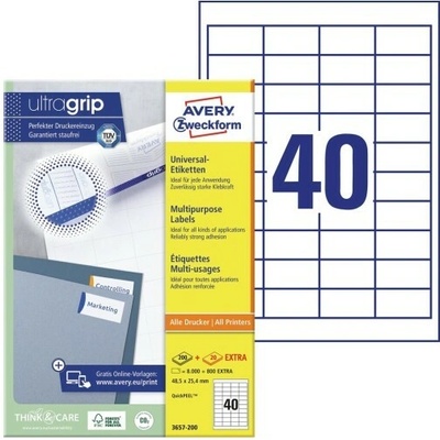 AVERY ZWECKFORM QuickPEEL 48,5x25,4 mm 40 etiket 200 listů Univerzální etikety A4 bílé