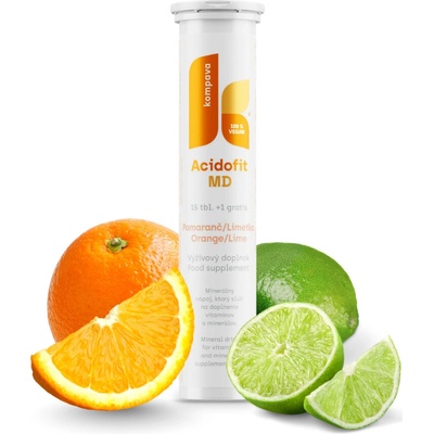 Kompava AcidoFit Pomaranč limetka 90 g 2 x 10 tabliet 72 g 16 tabliet