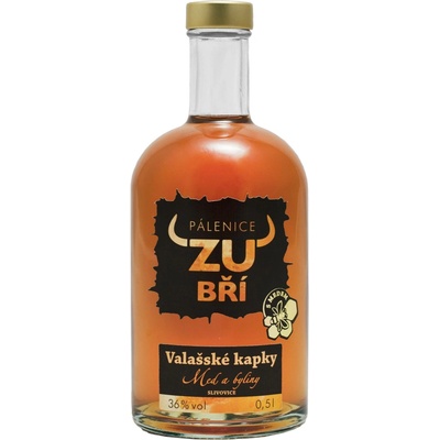 Zubří Valašské kapky med a byliny 36% 0,5 l (holá láhev)