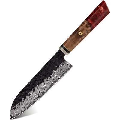 HARAHU Дамаски кухненски нож AI-37354 - Santoku / Червен KP37354 (AI-37354)