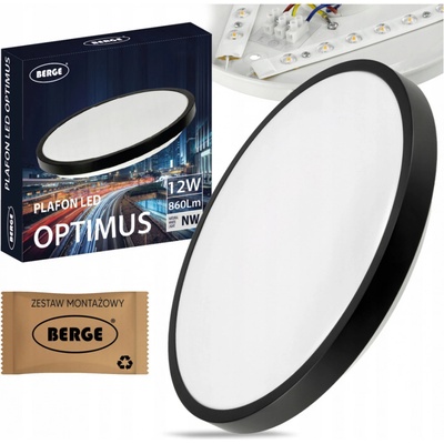 Berge přisazený LED stropní panel 12W 860lm Kulatý černý