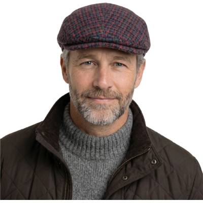 Fiebig Headwear since 1903 Pánská vlněná bekovka Khaki Harris Tweed