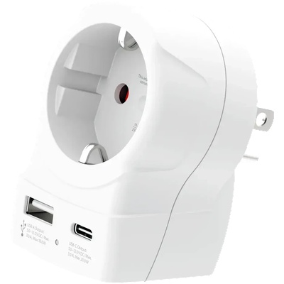 SKROSS универсален адаптер Europe to USA+1xUSB A/C, 20W , 1500284E (1500284E)