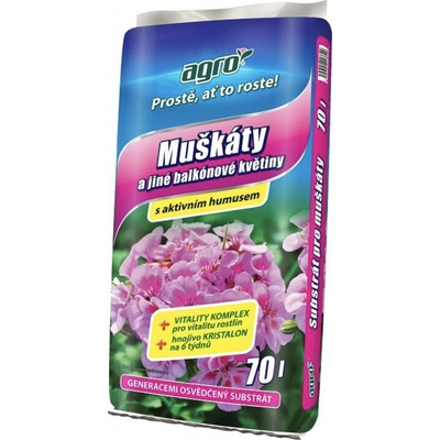 Agro Substrát na muškáty a iné balkónové kvety 70 l