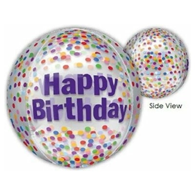 Anagram Koule Happy Birthday konfety 40cm fóliový balónek
