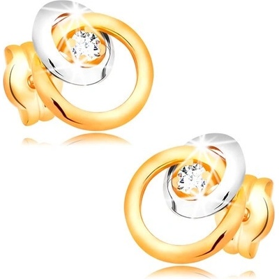 Šperky eshop náušnice ze zlata třpytivý čirý briliant velký a malý kroužek BT501.31