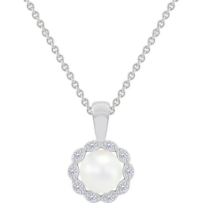 Eppi Zlatý halo prívesok s perlou a diamantmi Josephine P37461