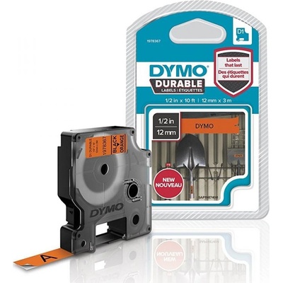 Páska Dymo D1 - Durable, 12mm (1978367) oranžová, bílý tisk, 3m