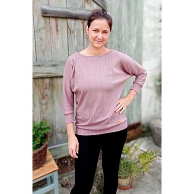 Lovera dámské triko dlouhý rukáv dírkovaný vzor Mauve