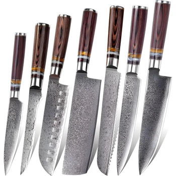 HARAHU Комплект дамаски ножове Kashiwa - Кафяв KP20050 (KA-20050)