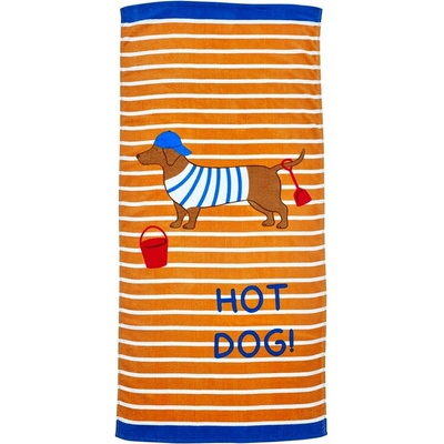 Catherine Lansfield Oranžová bavlnená plážová osuška 76 x 160 cm Hot Dog