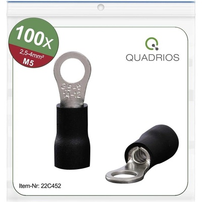 Quadrios 22C452 guľaté káblové oko Prierez=4.0 mm² Ø otvoru=5.3 mm čiastočne izolované čierna 1 sada