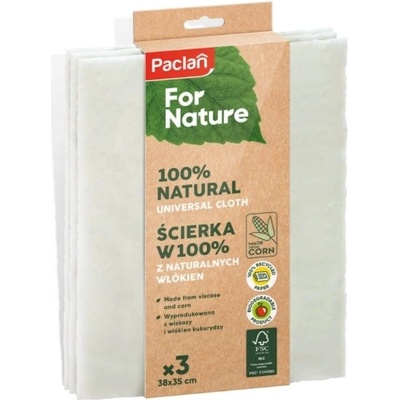 Paclan FOR NATURE, univerzálne utierky do domácnosti z viskózy a kukurice 3 ks