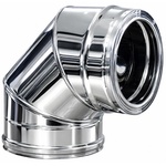 MG Inox Изолирано двустенно коляно от инокс на 90° - Ф180 (Ф180-Ф230 мм, 90° инокс)