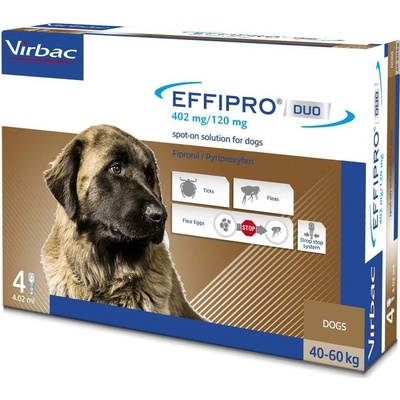 Virbac Effipro Duo spot-on Dog 402 mg XL 40-60 kg 4 x 4,02 ml