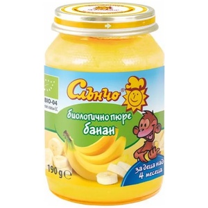 Слънчо Био плодово пюре Слънчо - Банан, 190 g (4433) - baby