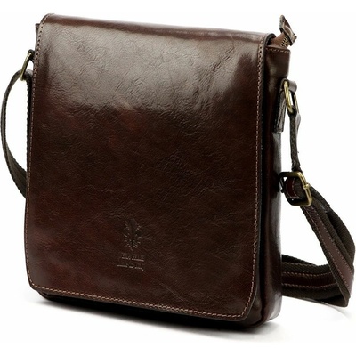 Kvalitní kožená hladká tmavěhnědá Crossbody taška Florence no. 69
