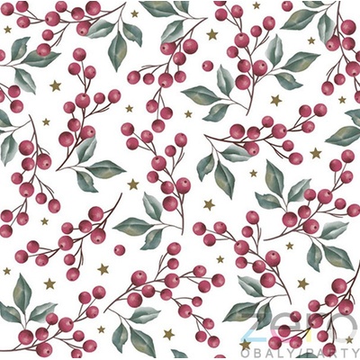 Daisy Ubrousky 3N 20 ks Vánoce bobule cesmíny 33x33cm