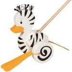 Goki Дървена играчка за бутане Goki - Зеброво пате (54959)