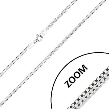 Šperky eshop Stříbrný řetízek dva propojené hranaté řetízky, karabinka R40.17