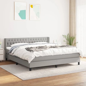 vidaXL Боксспринг легло с матрак, светлосиво, 180x200 см, плат (3129969)