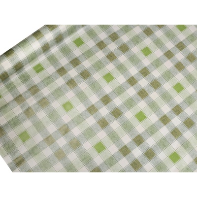 Ubrusovina PVC s textilním podkladem, střední, 34 zelená káro