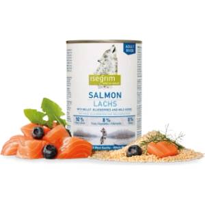 isegrim консерва със сьомга, боровинки и билки 400gr