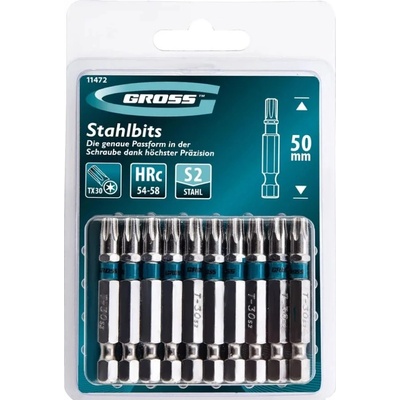 GROSS Комплект битове Gross - TORX 30, 50 mm, S2, 10 броя (11472)