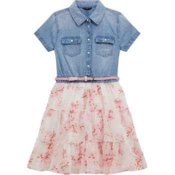 Image 1 of Guess Комбинирана рокля светъл деним и тюл с цветя Guess