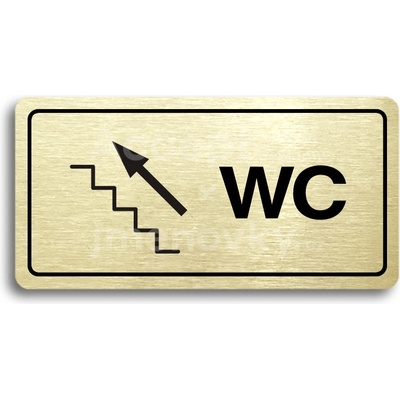 ACCEPT Piktogram WC VLEVO NAHORU - zlatá tabulka - černý tisk