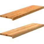 vidaXL Прозоречни первази, 2 бр, светлокафяви, 100x25x2 см, дъб масив (4009144)