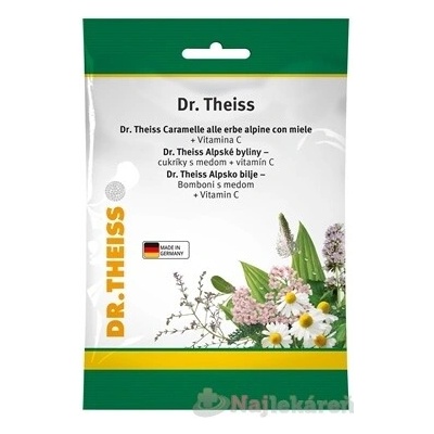 Dr.Theiss Alpské byliny, cukríky s medom a vitamínom C 75 g