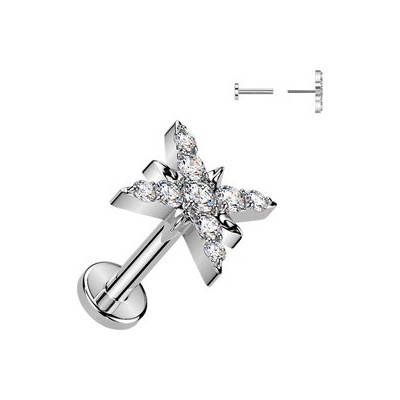 Šperky4U Piercing do brady hvězdička PUSH IN labreta TITAN TIT1634