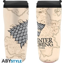 CurePink Cestovní hrnek Game Of Thrones Hra o trůny: Winter Is Coming béžový 355 ml